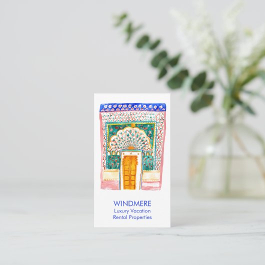 Waterverf van Real Estate Agent Realtor Uniek Visitekaartje (Staand voorkant)