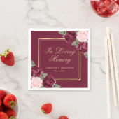 Waterverf van Red Pink Gold Floral Servet (Insitu)