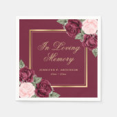 Waterverf van Red Pink Gold Floral Servet (Voorkant)