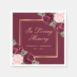 Waterverf van Red Pink Gold Floral Servet