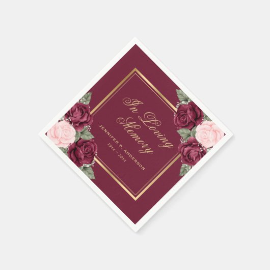 Waterverf van Red Pink Gold Floral Servet (Hoek)