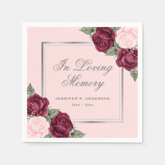 Waterverf van Red Pink Silver Servet (Voorkant)