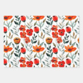 Waterverf van Red Poppy Floral Inpakpapier Vel (Voorkant 3)