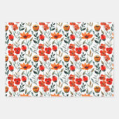 Waterverf van Red Poppy Floral Inpakpapier Vel (Voorkant)