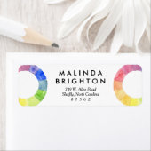 Waterverf van regenboog omringt moderne kleurrijke etiket (Insitu)