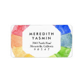 Waterverf van regenboog omringt moderne kleurrijke etiket (Voorkant)