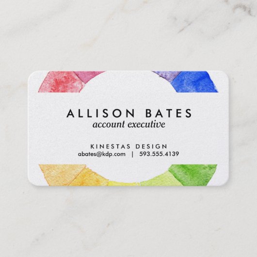 Waterverf van regenboog omringt moderne kleurrijke visitekaartje (Voorkant)
