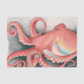 Waterverf van reuzenrode Pacifische Octopus Tissuepapier (Voorkant)