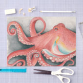 Waterverf van reuzenrode Pacifische Octopus Tissuepapier (Craft)