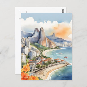 Waterverf van Rio de Janeiro Briefkaart