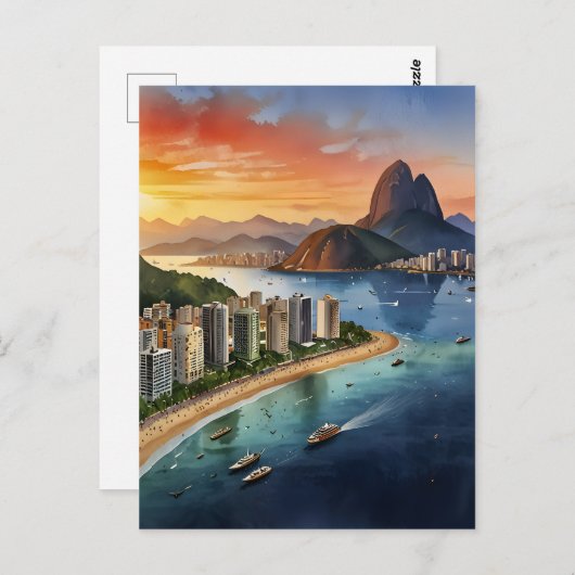Waterverf van Rio de Janeiro Briefkaart (Voorkant / Achterkant)