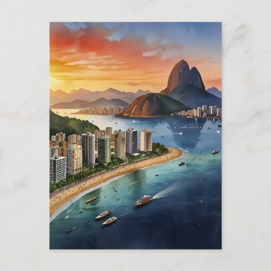 Waterverf van Rio de Janeiro Briefkaart (Voorkant)