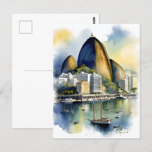 Waterverf van Rio de Janeiro Briefkaart