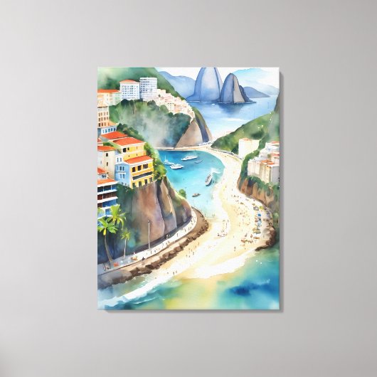 Waterverf van Rio de Janeiro Canvas Afdruk (Voorkant)