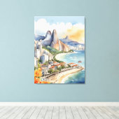 Waterverf van Rio de Janeiro Canvas Afdruk (Insitu (Houten vloer))