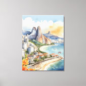 Waterverf van Rio de Janeiro Canvas Afdruk (Voorkant)