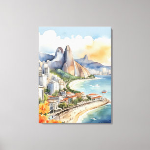 Waterverf van Rio de Janeiro Canvas Afdruk