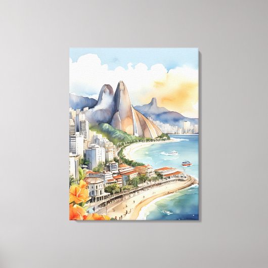 Waterverf van Rio de Janeiro Canvas Afdruk (Voorkant)