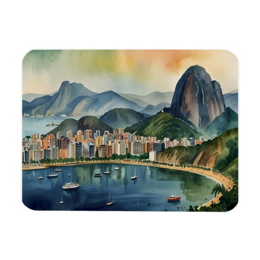 Waterverf van Rio de Janeiro Magneet (Horizontaal)