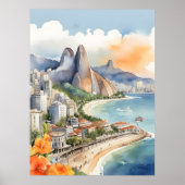 Waterverf van Rio de Janeiro Poster (Voorkant)