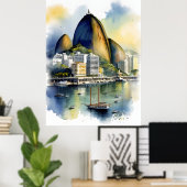Waterverf van Rio de Janeiro Poster (Thuiskantoor)