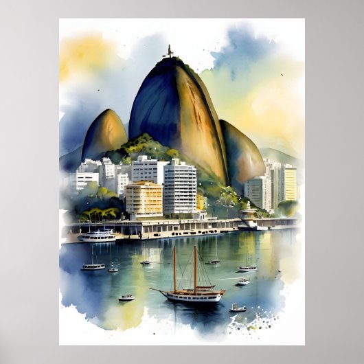 Waterverf van Rio de Janeiro Poster (Voorkant)