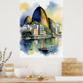 Waterverf van Rio de Janeiro Poster (Keuken)