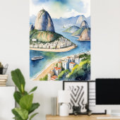 Waterverf van Rio de Janeiro Poster (Thuiskantoor)