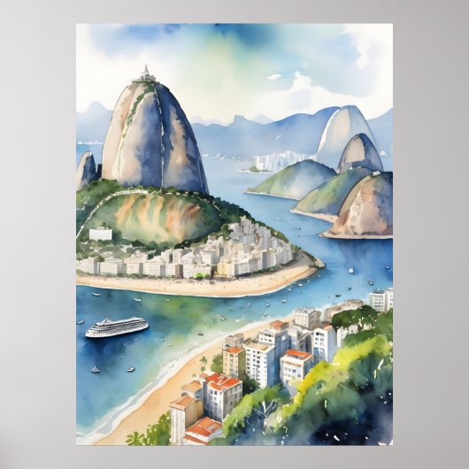 Waterverf van Rio de Janeiro Poster (Voorkant)