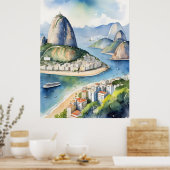 Waterverf van Rio de Janeiro Poster (Keuken)