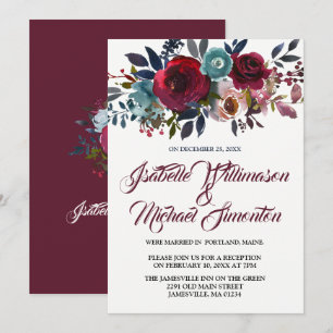 Waterverf van rode flessen Elopement Reception Kaa Kaart