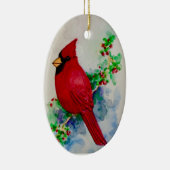 Waterverf van rode kardinale vogels Charming Sweet Keramisch Ornament (Rechts)