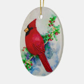 Waterverf van rode kardinale vogels Charming Sweet Keramisch Ornament (Links)