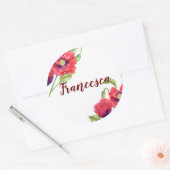 Waterverf van rode papaver ronde sticker (Envelop)
