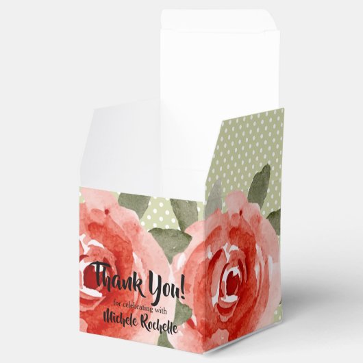 Waterverf van rode rozen Floral 2" Bedankdoosjes (Geopend)