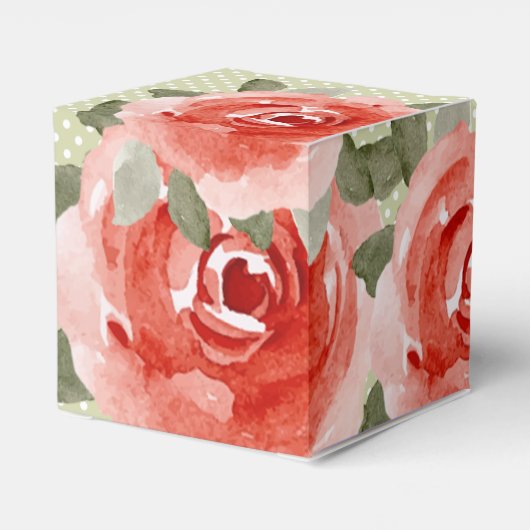 Waterverf van rode rozen Floral 2" Bedankdoosjes (Achterkant)