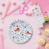  Waterverf van rode vogelblauwe vogelpest Papieren Bordje (Feest)