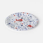  Waterverf van rode vogelblauwe vogelpest Papieren Bordje (Gekanteld)