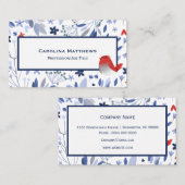 Waterverf van rode vogelblauwe vogelpest Visitekaartje (Voorkant / Achterkant)