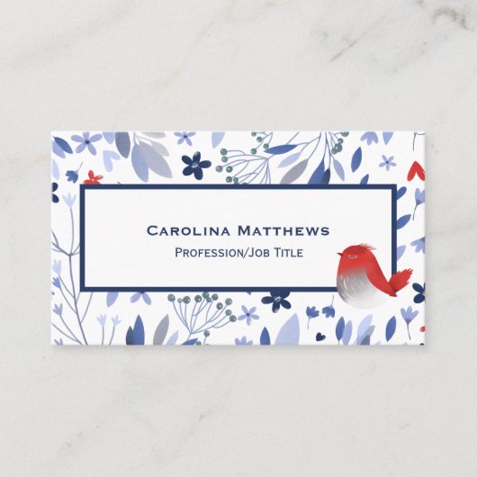 Waterverf van rode vogelblauwe vogelpest Visitekaartje (Voorkant)