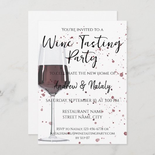 Waterverf van rode wijn kaart (Voorkant / Achterkant)