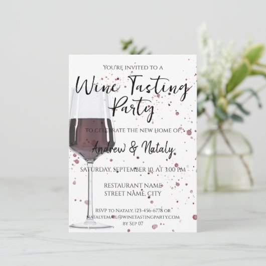 Waterverf van rode wijn kaart (Staand voorkant)