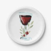 Waterverf van rode wijn Roos op zaterdag Papieren Bordje (Voorkant)