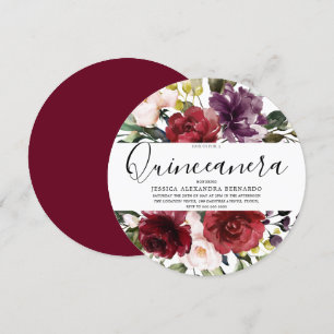 Waterverf van Romantic Red Rose Quinceanera Kaart