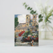 waterverf van Rome Trinita dei Monti Briefkaart (Staand voorkant)