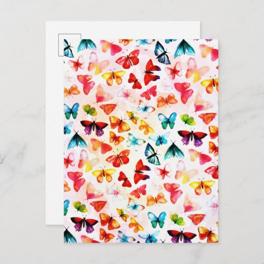 Waterverf van rondbovlinderboten aankondigingskaart (Voorkant / Achterkant)