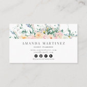 Waterverf van Roos in de wilde bloem Sociale media Visitekaartje (Achterkant)