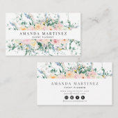 Waterverf van Roos in de wilde bloem Sociale media Visitekaartje (Voorkant / Achterkant)