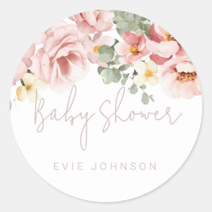 Waterverf van Roos van puin Baby shower Ronde Sticker