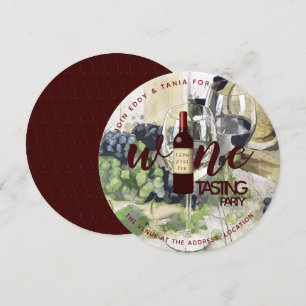 WATERVERF van ROUND Wine Tasting Party Kaart